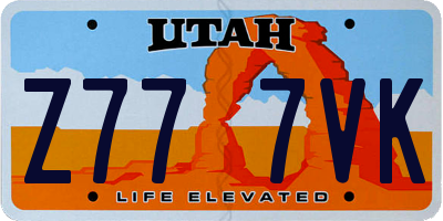 UT license plate Z777VK