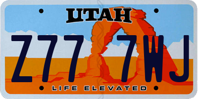 UT license plate Z777WJ