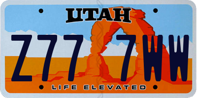 UT license plate Z777WW