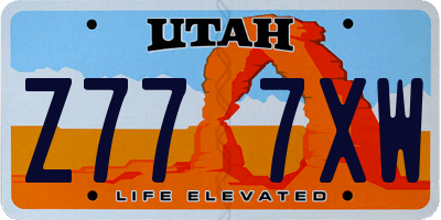 UT license plate Z777XW