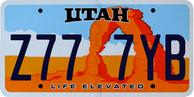 UT license plate Z777YB