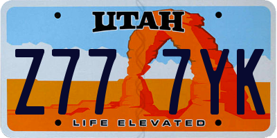 UT license plate Z777YK