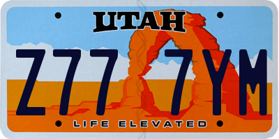 UT license plate Z777YM