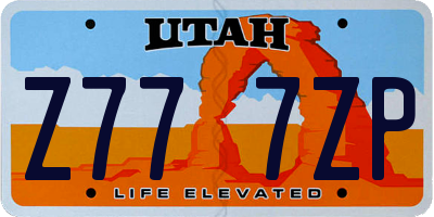 UT license plate Z777ZP