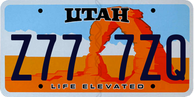 UT license plate Z777ZQ