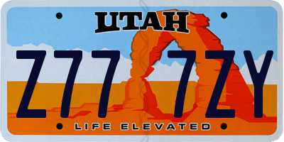 UT license plate Z777ZY