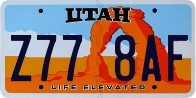 UT license plate Z778AF