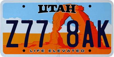 UT license plate Z778AK