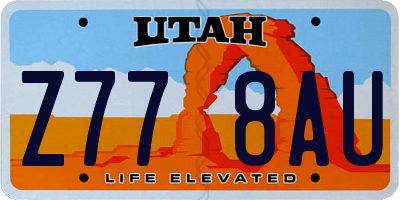 UT license plate Z778AU