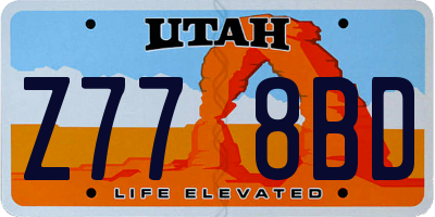 UT license plate Z778BD