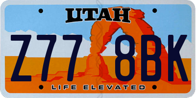 UT license plate Z778BK