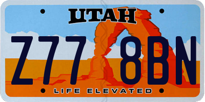 UT license plate Z778BN