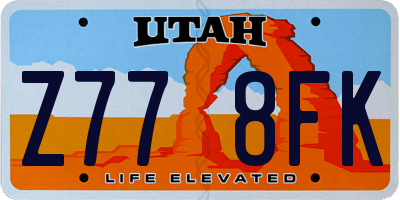 UT license plate Z778FK