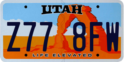 UT license plate Z778FW