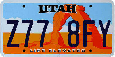 UT license plate Z778FY
