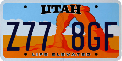 UT license plate Z778GF