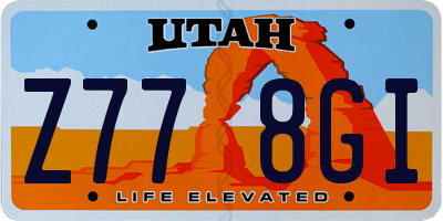 UT license plate Z778GI