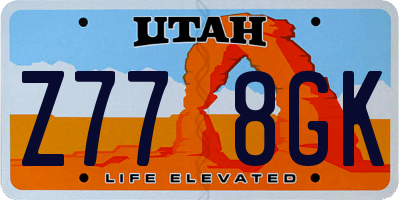 UT license plate Z778GK