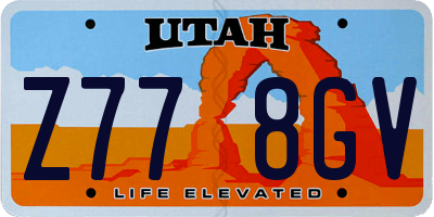 UT license plate Z778GV