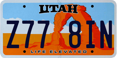 UT license plate Z778IN