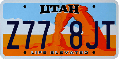 UT license plate Z778JT
