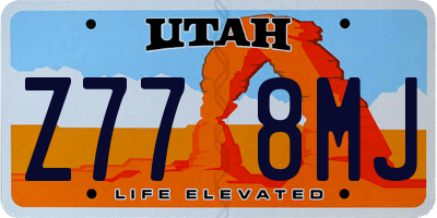 UT license plate Z778MJ