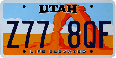 UT license plate Z778QF