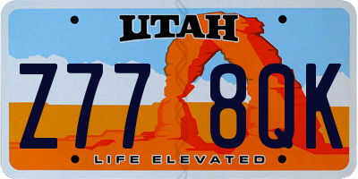 UT license plate Z778QK