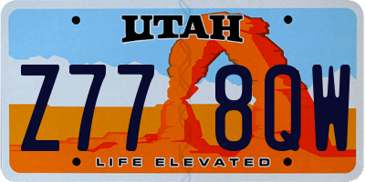 UT license plate Z778QW