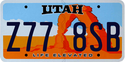UT license plate Z778SB