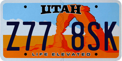 UT license plate Z778SK