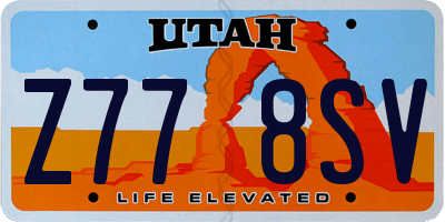 UT license plate Z778SV