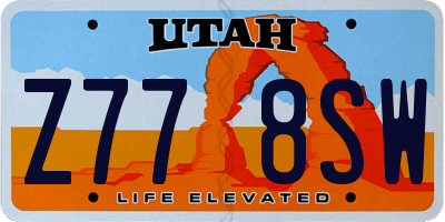 UT license plate Z778SW