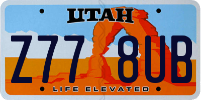 UT license plate Z778UB