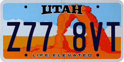 UT license plate Z778VT