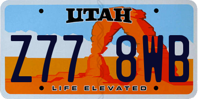 UT license plate Z778WB