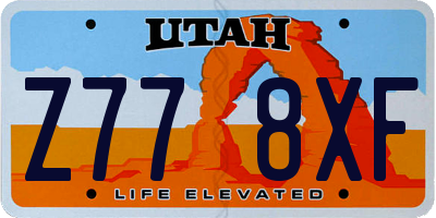 UT license plate Z778XF
