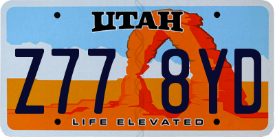 UT license plate Z778YD