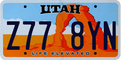 UT license plate Z778YN