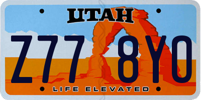 UT license plate Z778YO
