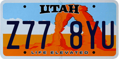 UT license plate Z778YU