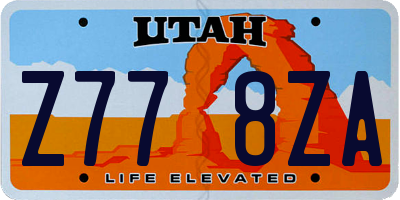 UT license plate Z778ZA