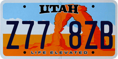 UT license plate Z778ZB