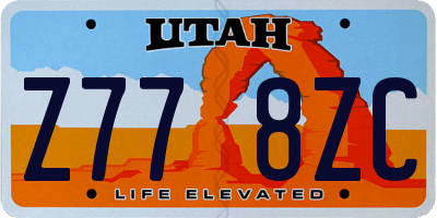 UT license plate Z778ZC