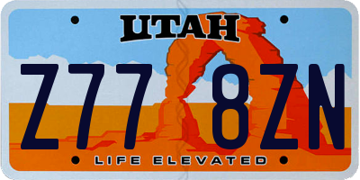 UT license plate Z778ZN