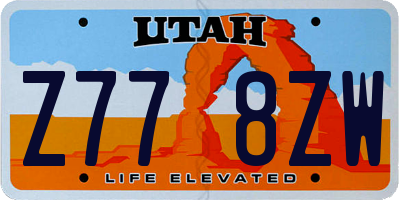 UT license plate Z778ZW