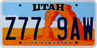 UT license plate Z779AW