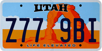 UT license plate Z779BI