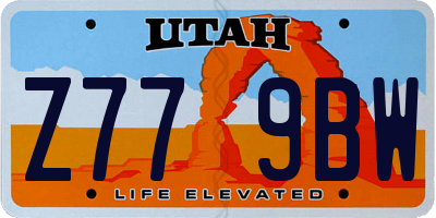 UT license plate Z779BW