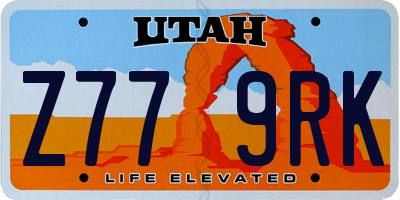 UT license plate Z779RK